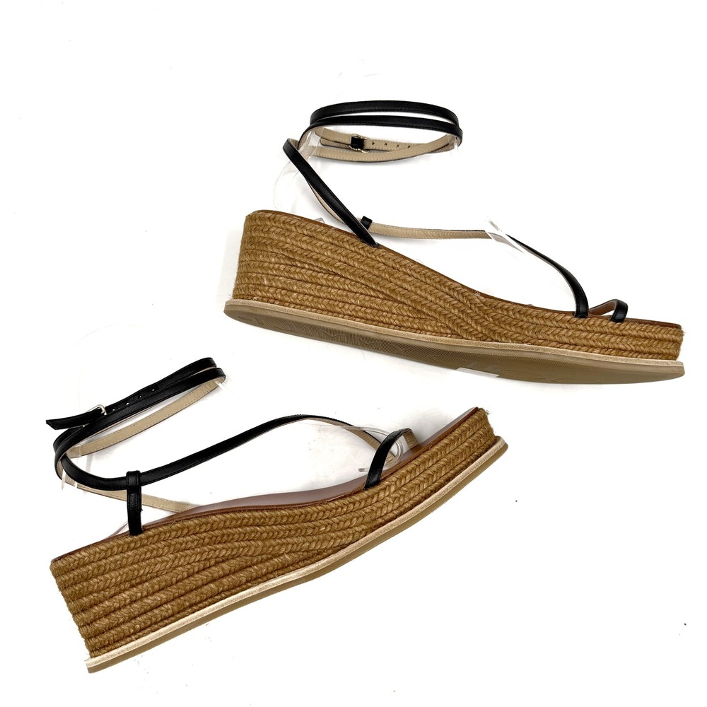 Jimmy Choo Drive 60 Espadrille Wedge Sandals Black Nappa Leather Sz 39.5 / 9.5 - Picture 6 of 10